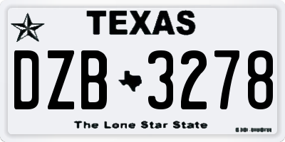 TX license plate DZB3278