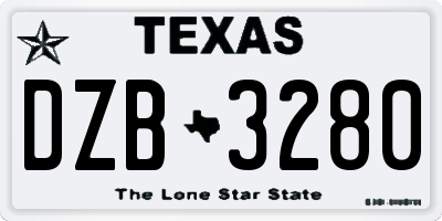 TX license plate DZB3280