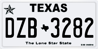 TX license plate DZB3282