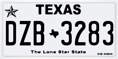 TX license plate DZB3283
