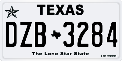 TX license plate DZB3284