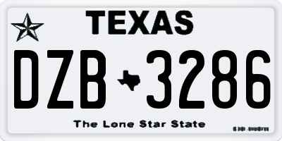 TX license plate DZB3286