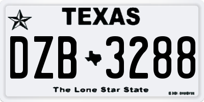 TX license plate DZB3288