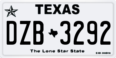 TX license plate DZB3292
