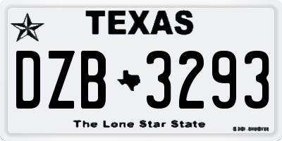 TX license plate DZB3293