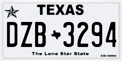 TX license plate DZB3294