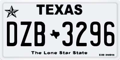 TX license plate DZB3296