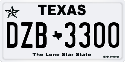 TX license plate DZB3300