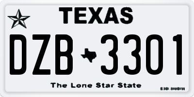 TX license plate DZB3301
