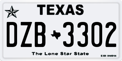TX license plate DZB3302