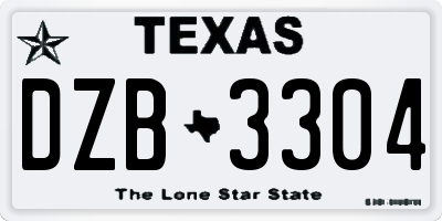 TX license plate DZB3304
