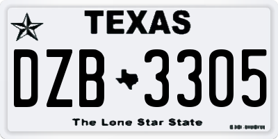 TX license plate DZB3305