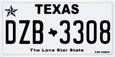 TX license plate DZB3308