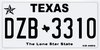 TX license plate DZB3310