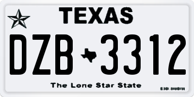 TX license plate DZB3312