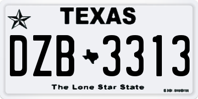 TX license plate DZB3313
