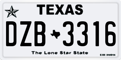 TX license plate DZB3316