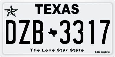 TX license plate DZB3317