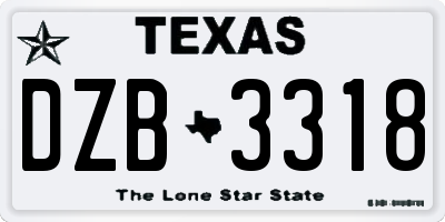 TX license plate DZB3318