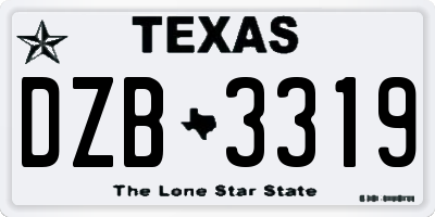 TX license plate DZB3319
