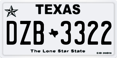 TX license plate DZB3322