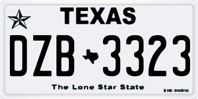 TX license plate DZB3323