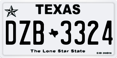 TX license plate DZB3324