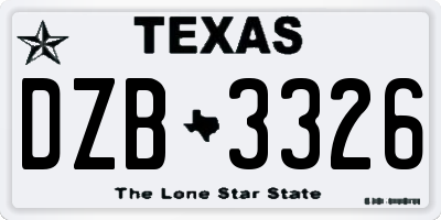 TX license plate DZB3326