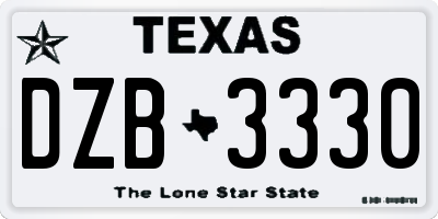 TX license plate DZB3330