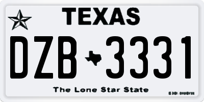 TX license plate DZB3331