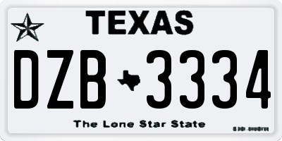 TX license plate DZB3334