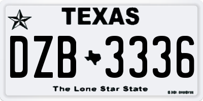 TX license plate DZB3336