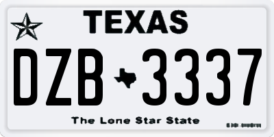 TX license plate DZB3337
