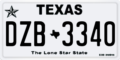 TX license plate DZB3340