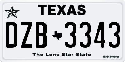 TX license plate DZB3343
