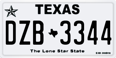 TX license plate DZB3344