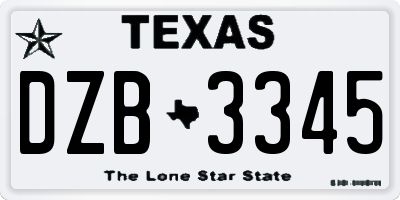 TX license plate DZB3345