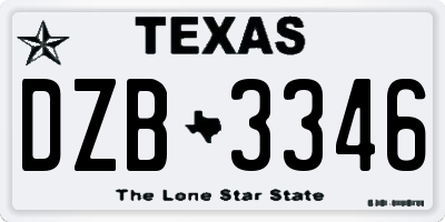 TX license plate DZB3346
