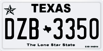 TX license plate DZB3350