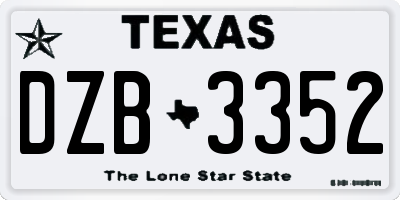 TX license plate DZB3352
