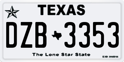 TX license plate DZB3353