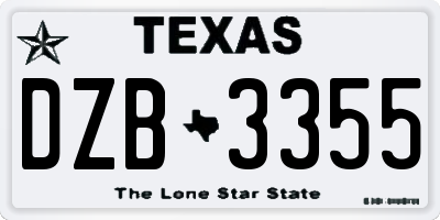 TX license plate DZB3355
