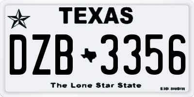 TX license plate DZB3356