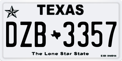 TX license plate DZB3357