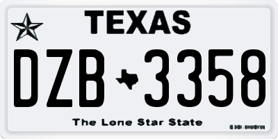 TX license plate DZB3358