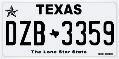 TX license plate DZB3359