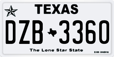 TX license plate DZB3360
