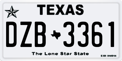 TX license plate DZB3361