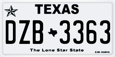 TX license plate DZB3363