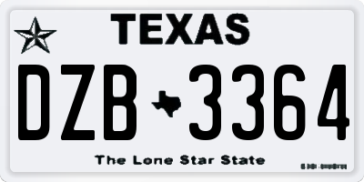 TX license plate DZB3364